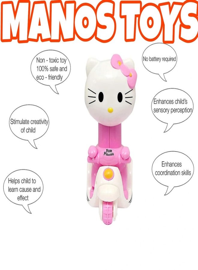 Manos Kitty Scooter Press and Go Toy - Unbreakable Friction Powered Motorcycle Toy for Kids /Baby /Girl/BOY Toddlers (Pack of 1) (Kitty) - Image 5